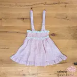Dear My Love Rock Kariert Rosa Hosenträger Spitze Rüschen Perlen Schmucksteine Herzen Lady-Mini Japan Kawaii lace up frilled heart skirt pink
