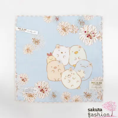 San-X Sumikko Gurashi Handtuch Mini Blau Floral Blumenmotiv Spezial Limitiert Japan Kawaii paul joe x sumikko gurashi printed gauze handkerchief blue